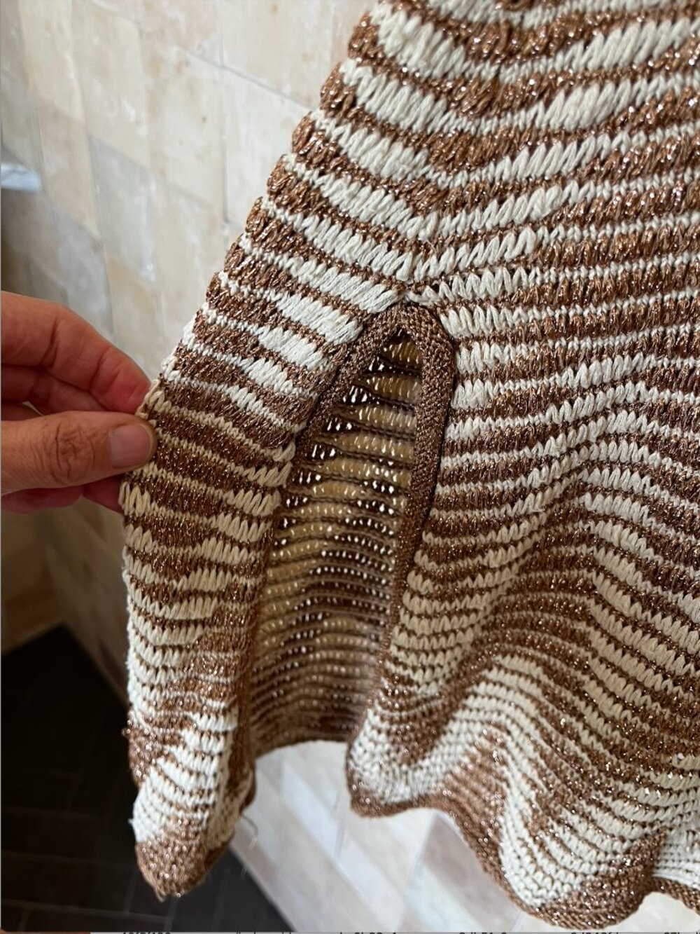 Calypso St. Barth Long Cardigan Ivory and *Copper Metallic* Size M - Picture 3 of 10